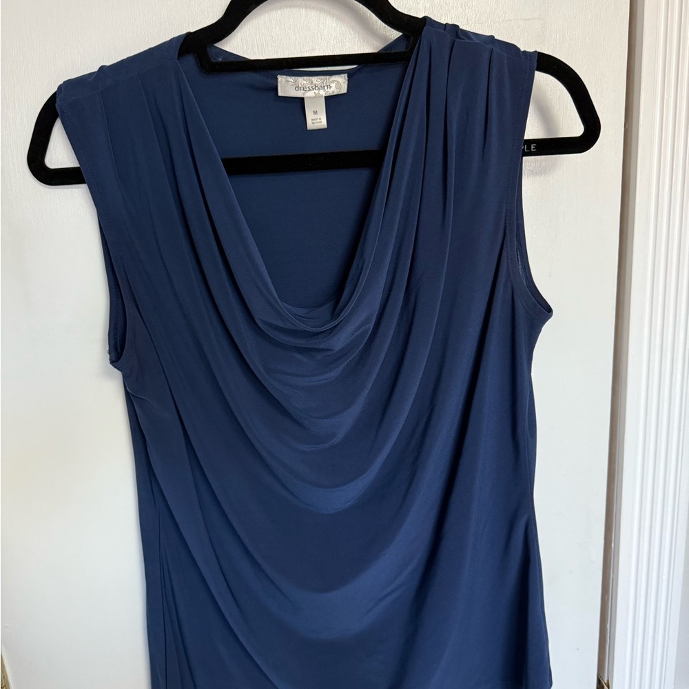 Dressbarn Deep Blue Draped Sleeveless Top